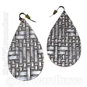 Textured Leather Earrings | Teardrop Shaped Dangle